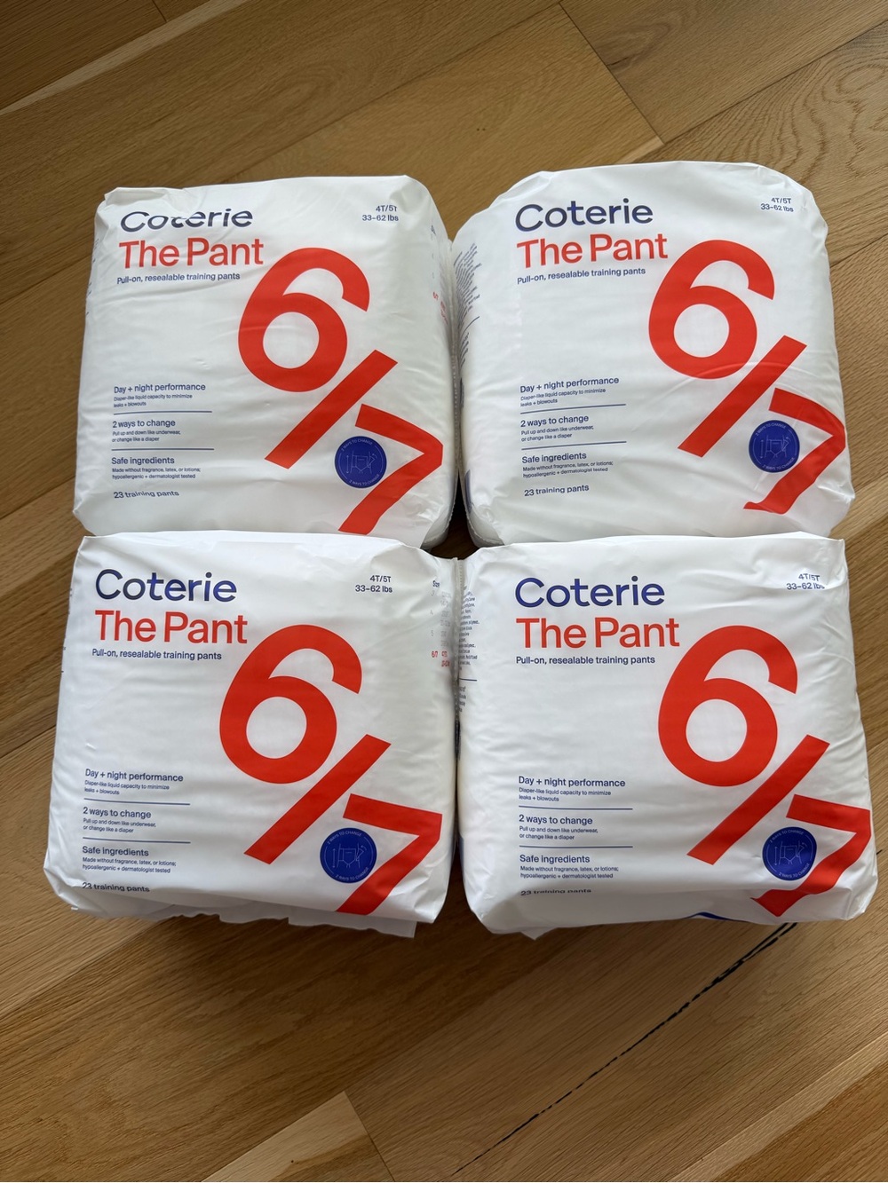 Coterie The Pant Pull-On Training Pants - 4 Unopened Packs, Size 6/7 (4T/5T)